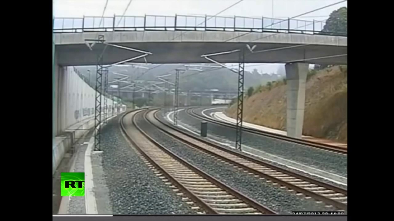 Dramatic CCTV: Moment of Santiago high-speed train crash caught on tape