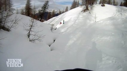 Slip and Fall | Snowboarder Trips Into Frozen River