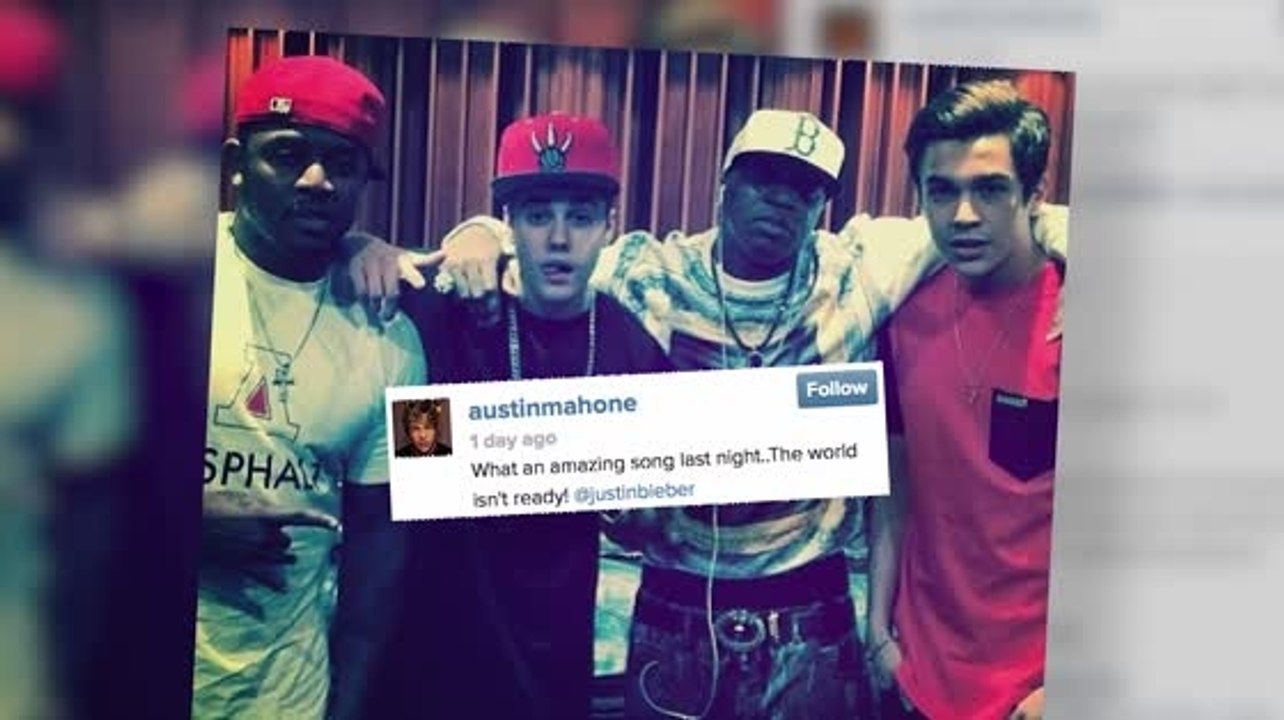 Justin Bieber Records With Austin Mahone
