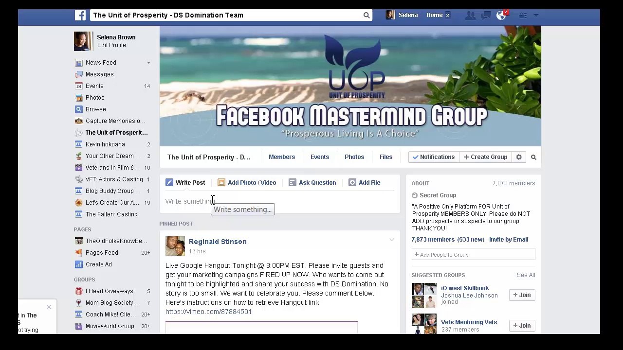 Join Unit of Prosperity Team Google Hangouts Mondays and Thursdays 8PM/EST (5PM/PST)