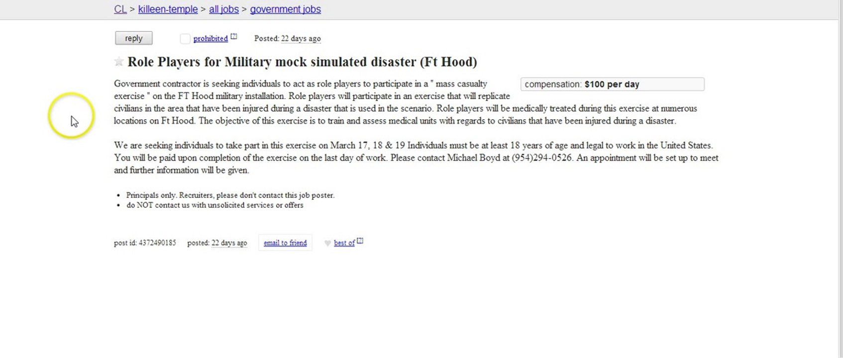 FT HOOD FALSE FLAG