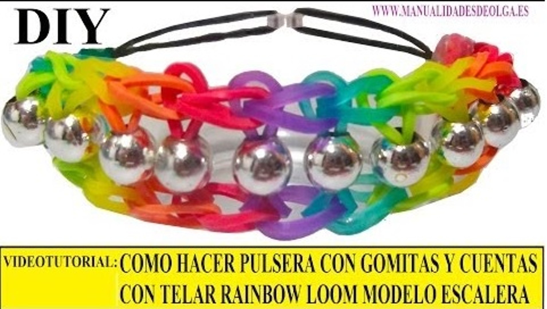COMO HACER PULSERA ELÁSTICA CON CUENTAS ESCALERA ARCOIRIS EN RAINBOW LOOM TUTORIAL ESPAÑOL DIY - Vídeo