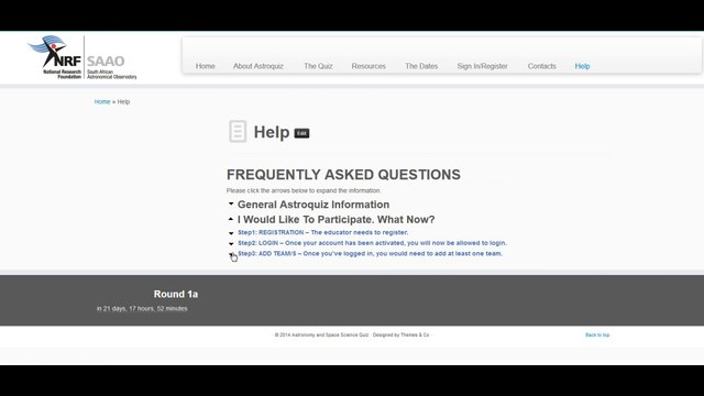 Astroquiz Registration for Educators