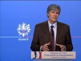 Conseil des ministres: Stéphane Le Foll parle du leitmotiv de Manuel Valls - 04/04