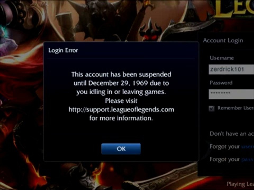 PlayerUp.com - Buy Sell Accounts - My League of legends account is suspended until 1969(1)