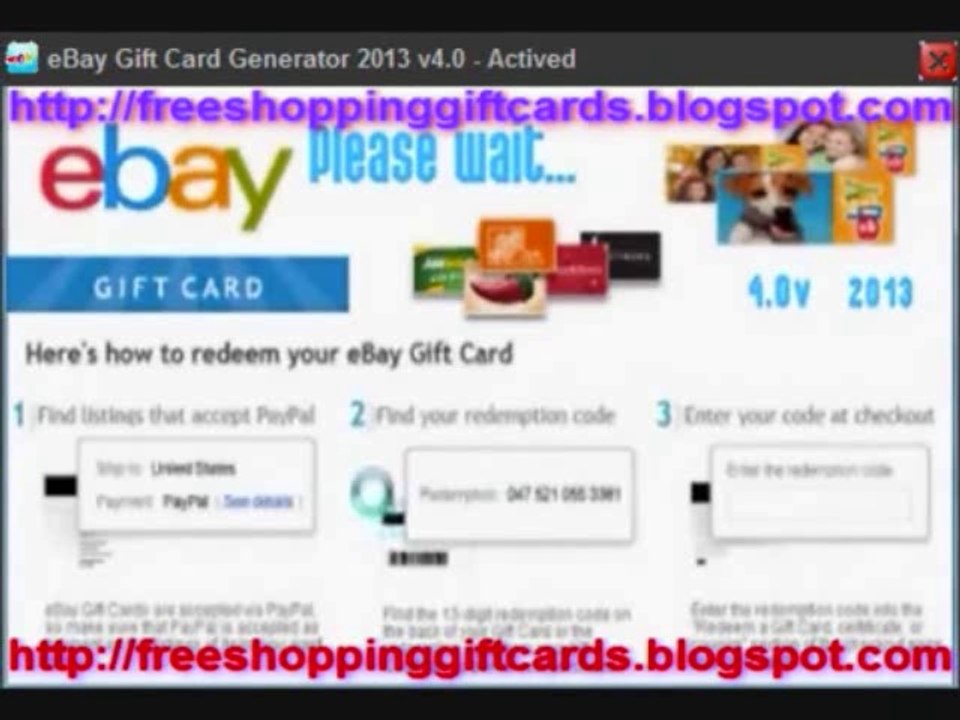 Free eBay Gift Card Generator 2013 v4.0