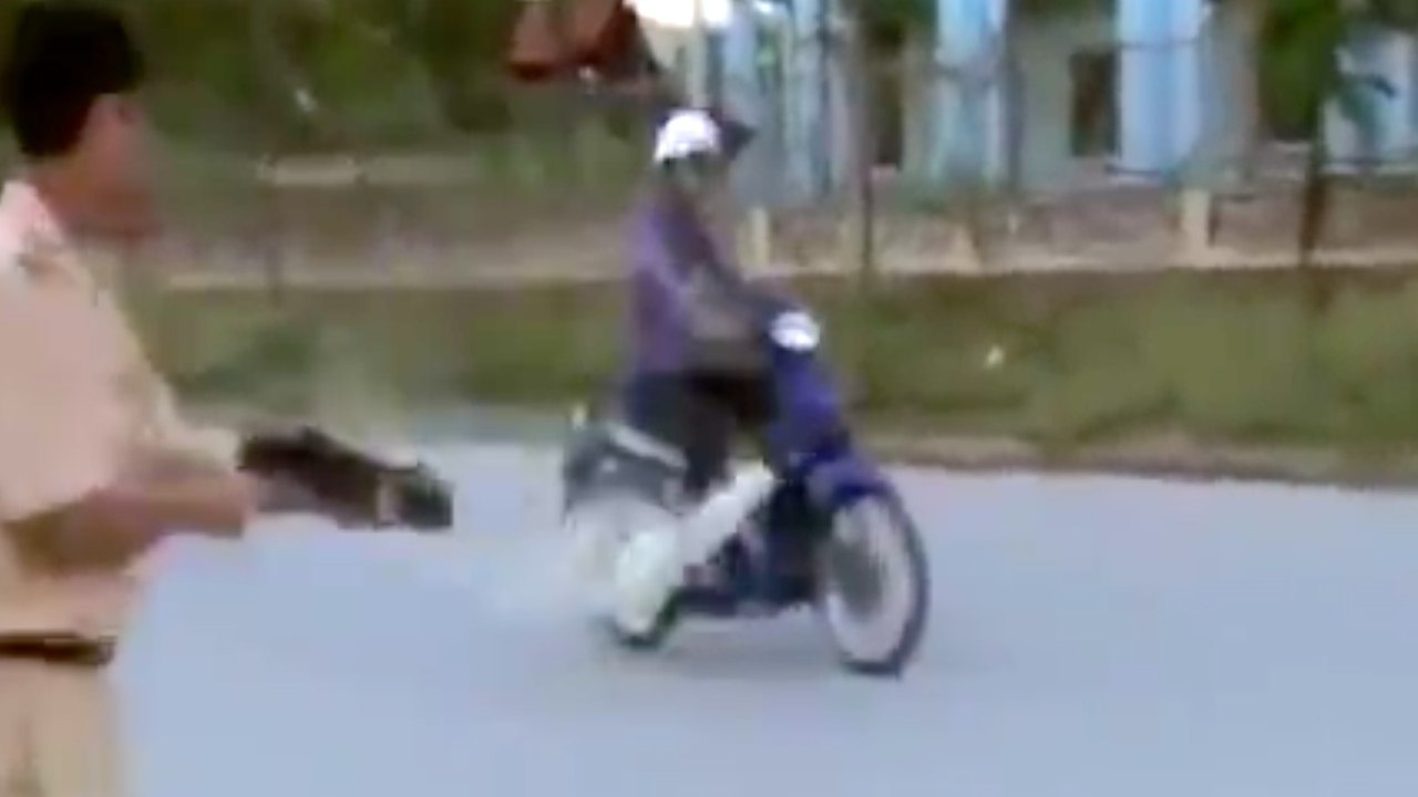 Cops Test 'Spider Web Gun' on Offending Motorcycles