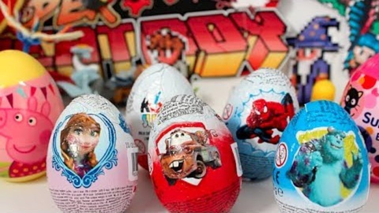 7 Surprise Eggs! Disney Frozen Cars 2 Peppa Pig Monster Inc Hello Kitty Kinder Spiderman