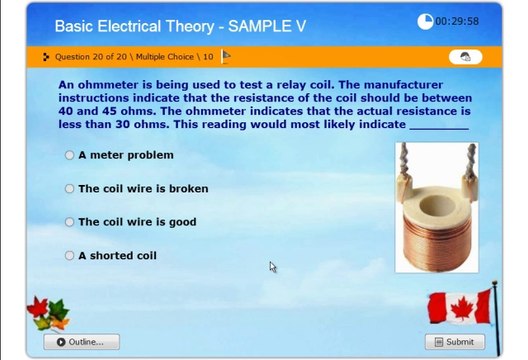 Basic Electricity - Journeyman 309A & Master 442 A Certification - Construction, Commercial & Industrial Electrician - Practice Exam, ESA-CEC