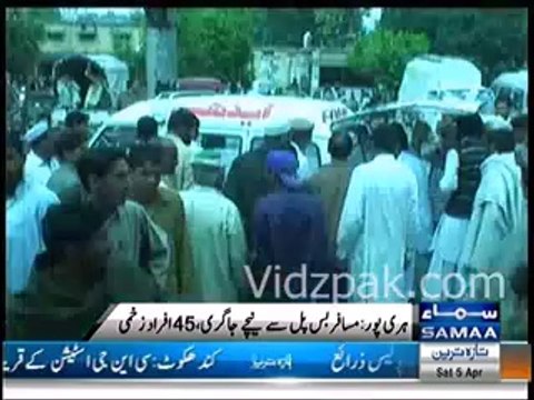 Passenger bus plunges into ravine at Hattar Road, Haripur, 45 people injured