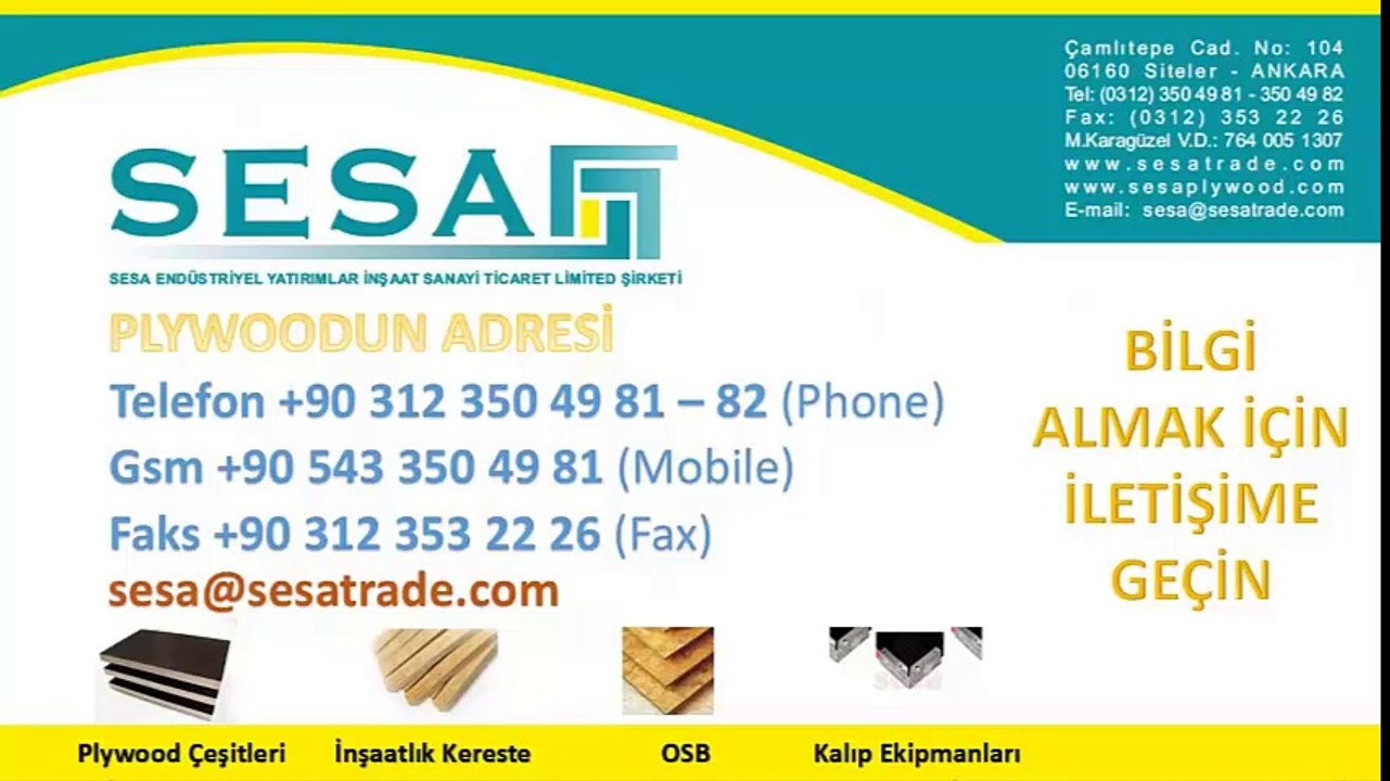 H 20 Ahşap Kiriş - Sesa Plywood +90 312 350 49 81 www.sesaplywood.com
