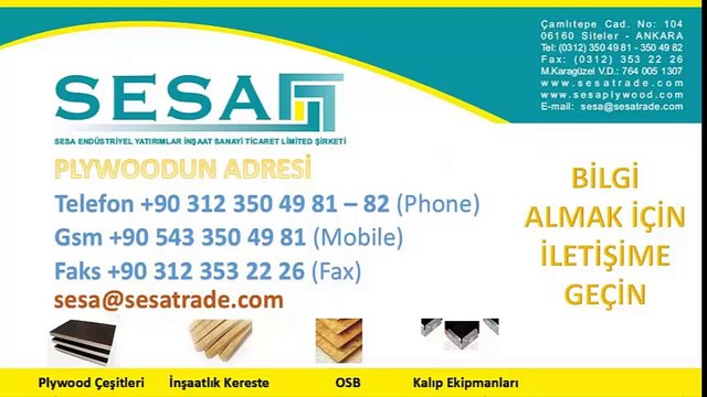 Hindistan Plywood - Sesa Plywood +90 312 350 49 81 sesaplywood.com
