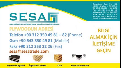Kalıp Ekipmanları - Sesa Plywood +90 312 350 49 81 www.sesaplywood.com