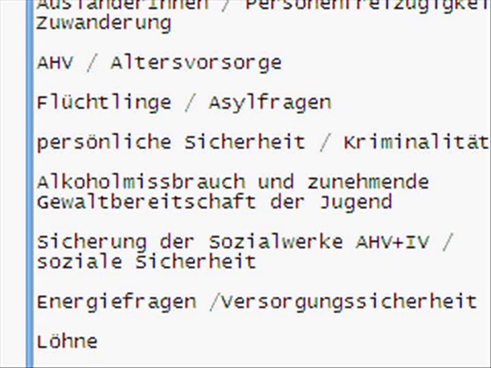 Der achte Bundesrat der Schweiz und die Sorgen der Bevölkerung