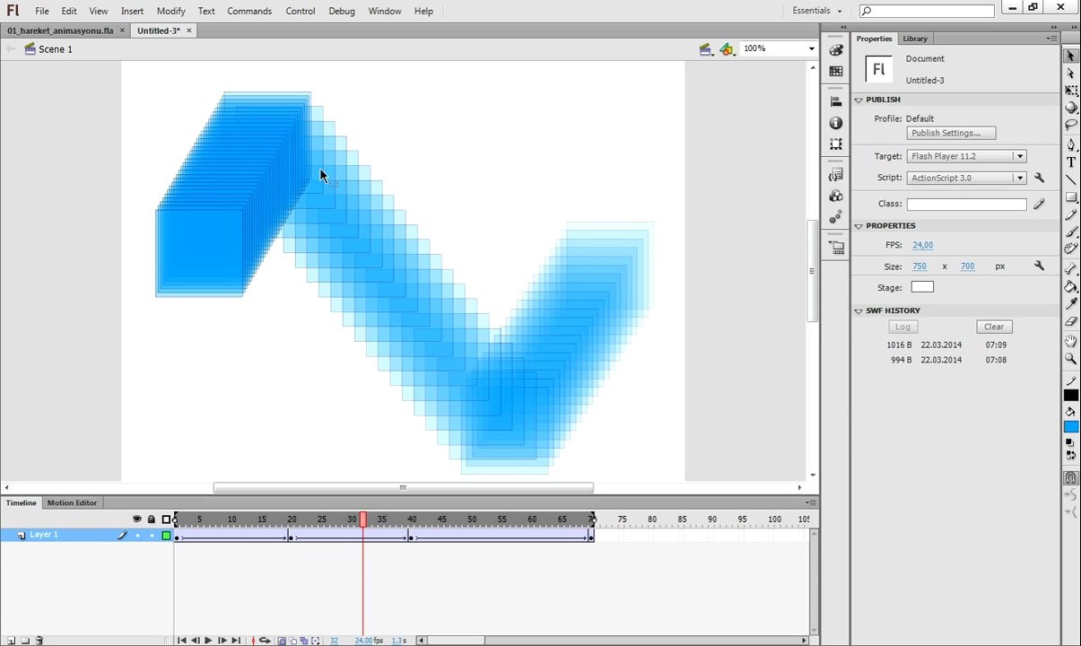Hareket animasyonu - Motion tweening (Flash Professional)