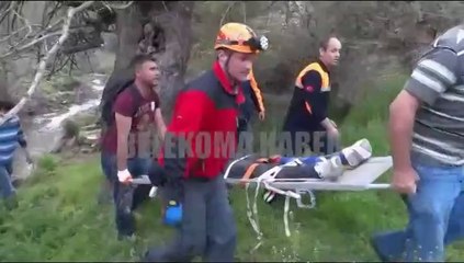 Bilecik'te yediler'in arkasındaki mağarada ayağı kırıldı mahsur kaldı.
