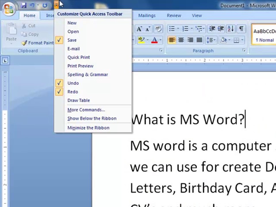 MS Word 2007 introduction Part 1 in Urdu/Hindi