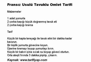 Fransız Usulü Tavuklu Omlet Tarifi