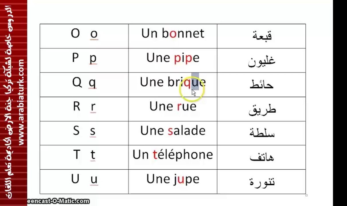 تعلم معنا مجانا اللغة الفرنسية المستوى الاول الدرس الاول - الأحرف