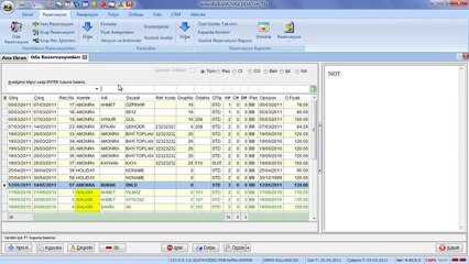 AmonRa Oda Rezervasyon Listesi