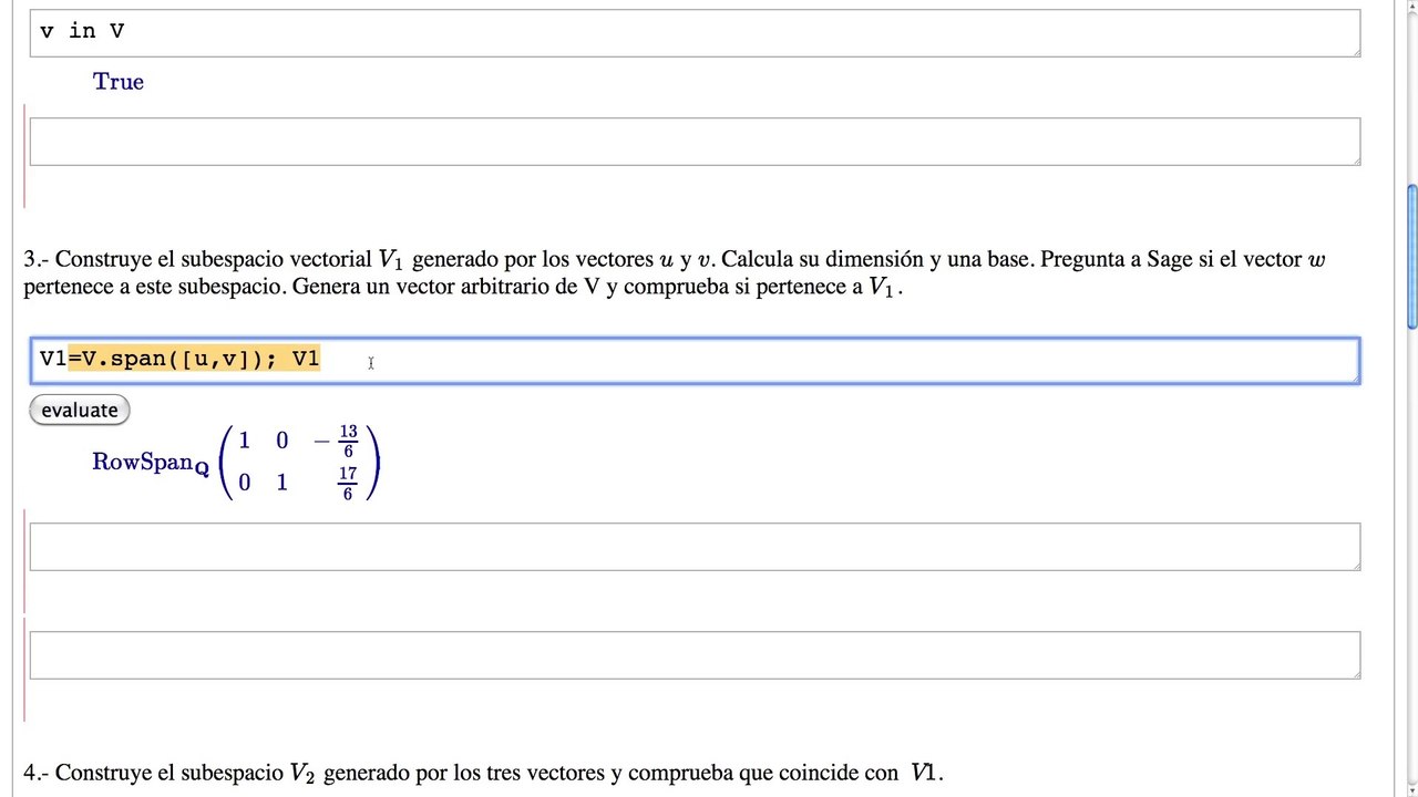 17 Sagemath y Matemáticas. Algebra lineal y subespacios