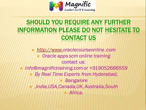 Oracle Apps Functional SCM R12 and 11i Online Course