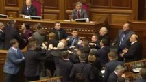 Scuffles break out in Ukraine's parliament as communists walk out