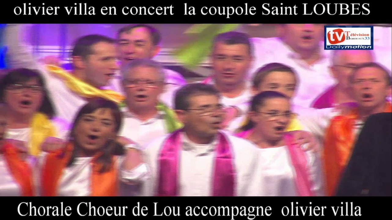 TVBordeaux33 Fin de concert olivier villa à la coupole de saint loubes avec la chorale chœur de lou qui as accompagné le chanteur