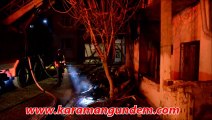 Karaman’da iki katlı toprak evde çıkan yangın korkuttu
