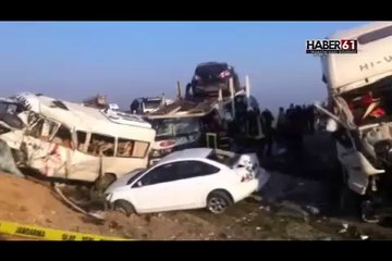 Katliam gibi kaza Tır karşı şeride geçti.