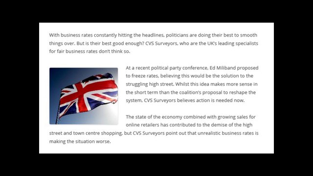 CVS Surveyors | Politicians step up to address business rate issues
