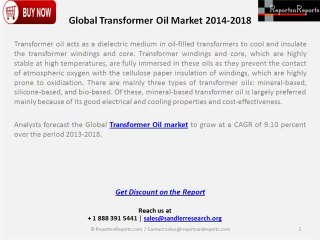 Global Transformer Oil Market to Grow at a CAGR of 9.10 percent by 2018