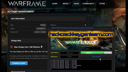 Warframe free platinum Generator