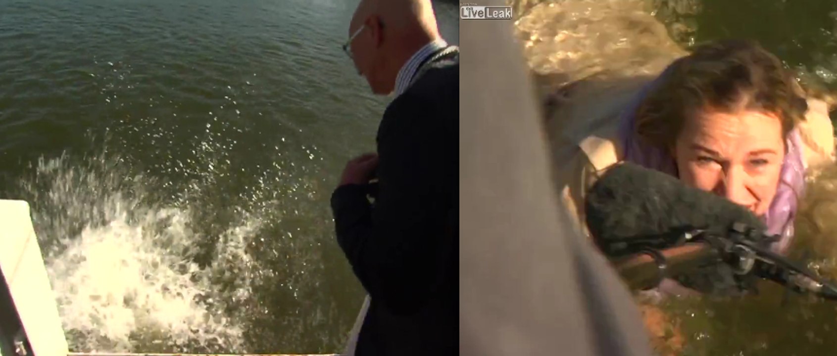 Cette journaliste allemande tombe à la mer en pleine interview !