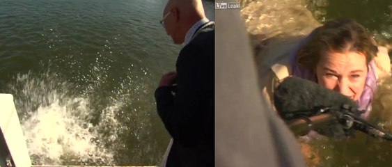 Cette journaliste allemande tombe à la mer en pleine interview !