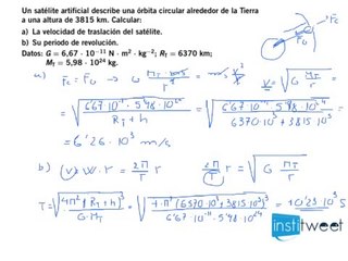 Ejercicio Calcula la velocidad de translación del satelite