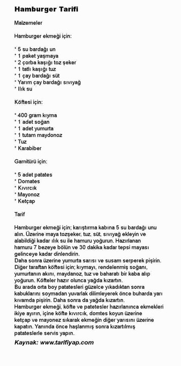 Hamburger Tarifi
