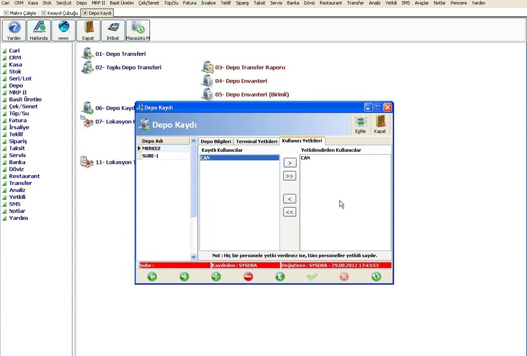 WOLVOX ERP Depo Kaydı