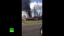Raw Video: Fire rages after massive blast at Louisiana plant