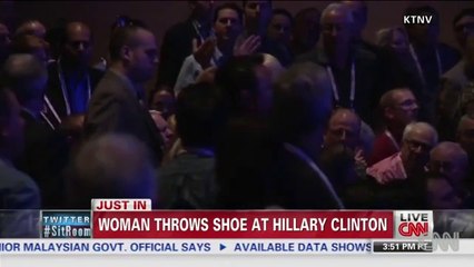 Hilary Clinton Dodge A Shoe During Her Speech In Vegas