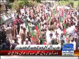 PTI Protesters carrying a symbolic coffin of the ECP while holding protest against election rigging