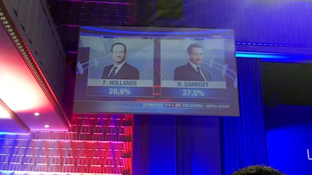 Ambiance au QG de Nicolas Sarkozy à l'approche des résultats