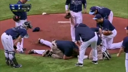 Un joueur de baseball reçoit une balle à 165km/h en plein visage