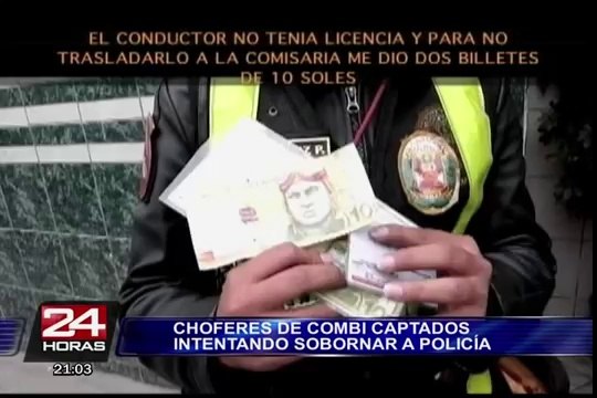 Comas: choferes de combi son captados intentando sobornar a policías