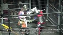 Battle between fully armored knights and samurai