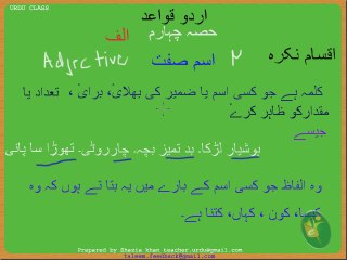 Urdu Grammar Part 4 (a) Isme-e-Sift