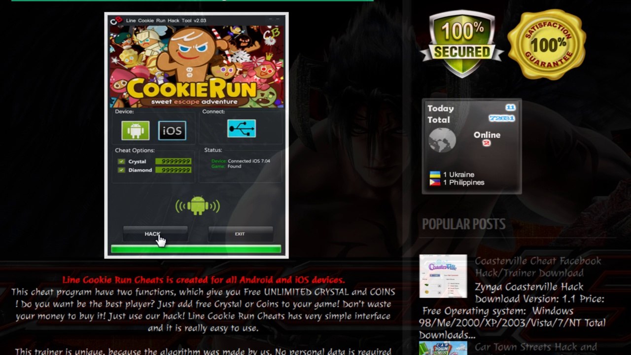 Line Cookie Run Cheat Tool Free Crystal and Coind iOS Android