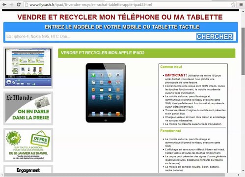 Vendre et Recycler un iPad avec ilycash.fr/ | iLyCASH, rachat et recyclage de téléphones mobiles et tablettes tactiles au meilleur prix!