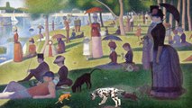 Dog and Cat Eating in Painting of Seurat