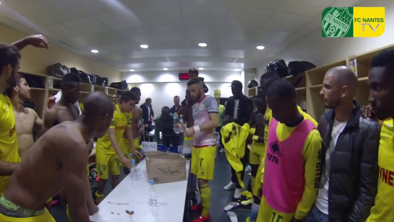La joie du vestiaire nantais après FCN - EAG (1-0)